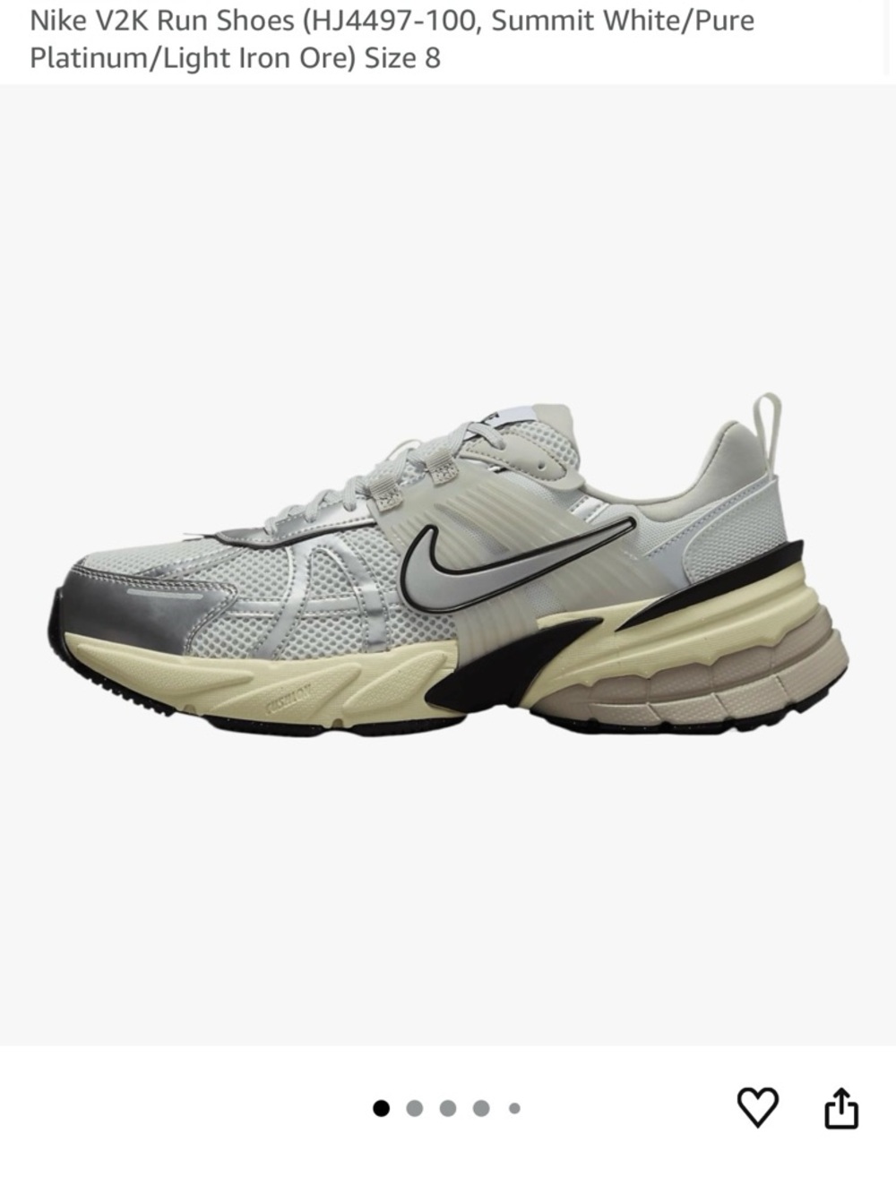 Nike V2K Run Sneaker in White, Light Platinum & Cream